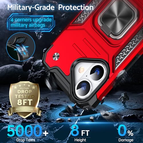 Etui iPhone 16 compatible support magnétique bague intégrée rouge robuste - 6