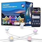 ASAHOM Permanent Outdoor Lights Pro S108B, 100FT with 72 RGBCW LED Light, 70lm White, WLED Integrated, AI Lighting, 30000 Dynamic Effect, IP67 Waterproof for Outdoor Decor and Daily Lighting, White