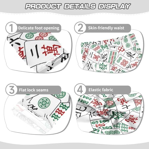 Girls' Leggings Mahjong Tiles White Ankle Length Printed Leggings Comfort Pants for Kids 4-10 Years4