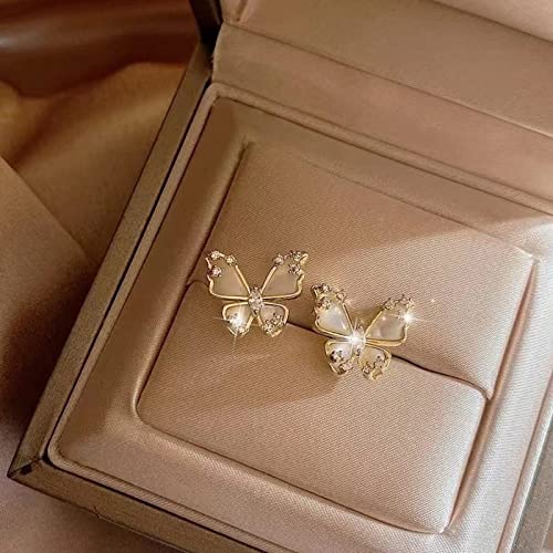 Fuelego 1 Pair Butterfly Studs Earrings For Women Girls Exquisite Zirconia Butterfly Stud Earring Fashion Jewelry Gifts For Ladies Teens #TOP4