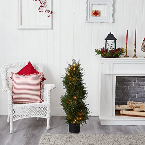 Nearly Natural 5915 Cedar Spiral Topiary With Lights, 43-Inch, Green #TOP6
