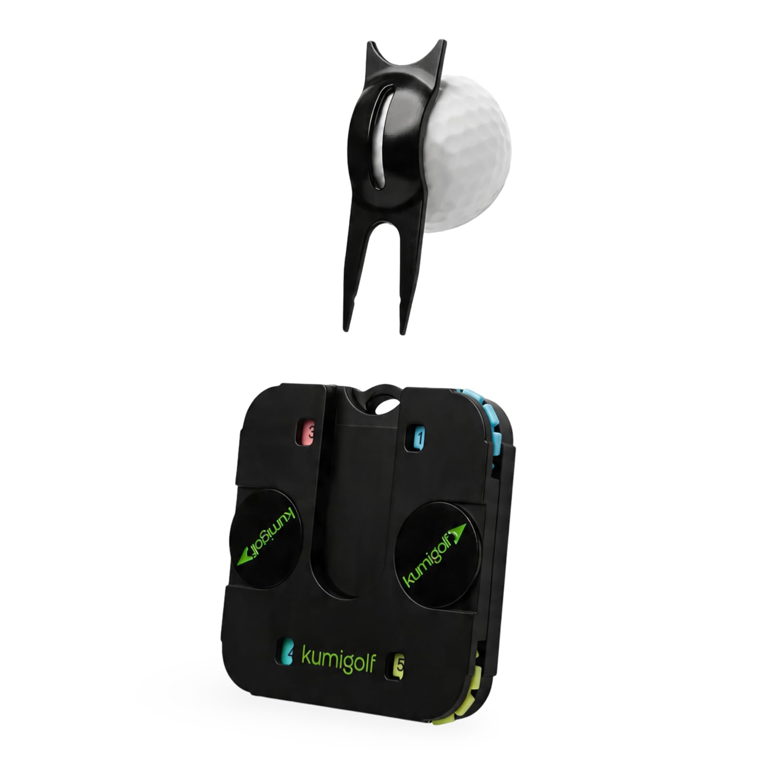 5-in-1 Golf Multitool Karte - Premium Golf Scorezähler für 4 Spieler, Golfschlag Zähler, Pitchgabel mit Ausrichtungshilfe, Magnetische Ballmarker, Griffauflage, Golf Zubehör Geschenk