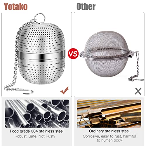 Yotako Tea Strainer, 2 Pcs Fine Mesh Tea Infuser Strainer Tea Ball, 5.5Cm Tea Ball Spice Strainer With Chain, Tea Strainer For Loose Tea With 1Pc Tweezers & 1Pc Tea Spoon #TOP3