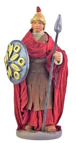 Holyhome Soldato romano con lancia e scudo in terracotta per Presepe da 12 cm (4,72 Inch) Scala 1:15 - Presepe Napoletano in Terracotta Vestita, Realizzato e Dipinto a Mano, Made in Italy