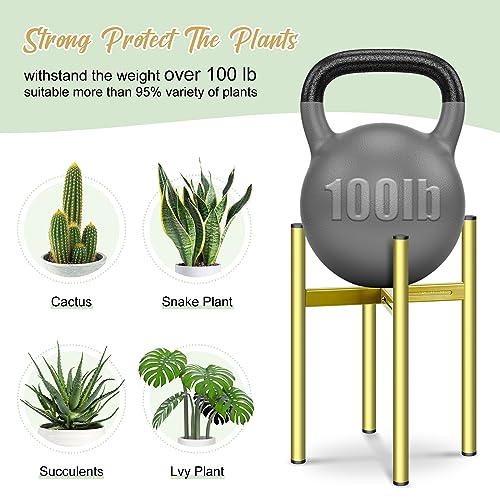 Dticon Adjustable Metal Plant Stand, Gold Plant Stands Fit 8 To 12 Inches Pots, Mid Century Modern Corner Plant Stand, Heavy Duty Large Flower Single Tall Plants Holder For Indoor And Outdoor #TOP3