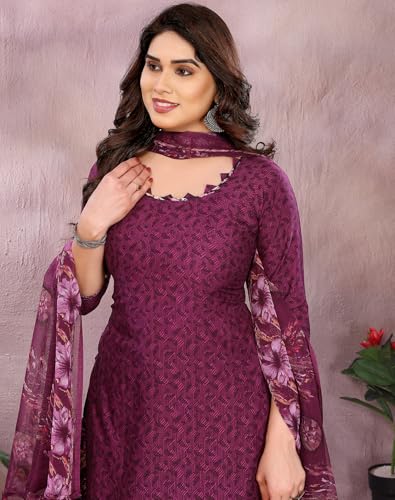 Image of Yashika Unstiched Crepe dress materials | Crepe Salwar Suit for women with dupatta | suit material for women unstitched
