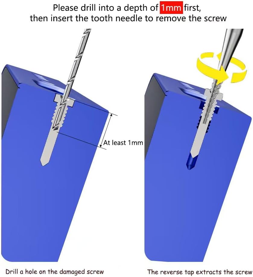 Damaged Screw Removal for Cell Phone, Rechargeable,Broken Screw Extractor for iPhone,4 Tungsten Steel Drill Bits(2.35mm) for Removing Stripped Screws Laptop Electronic Products Repair Kit, DIY Repair