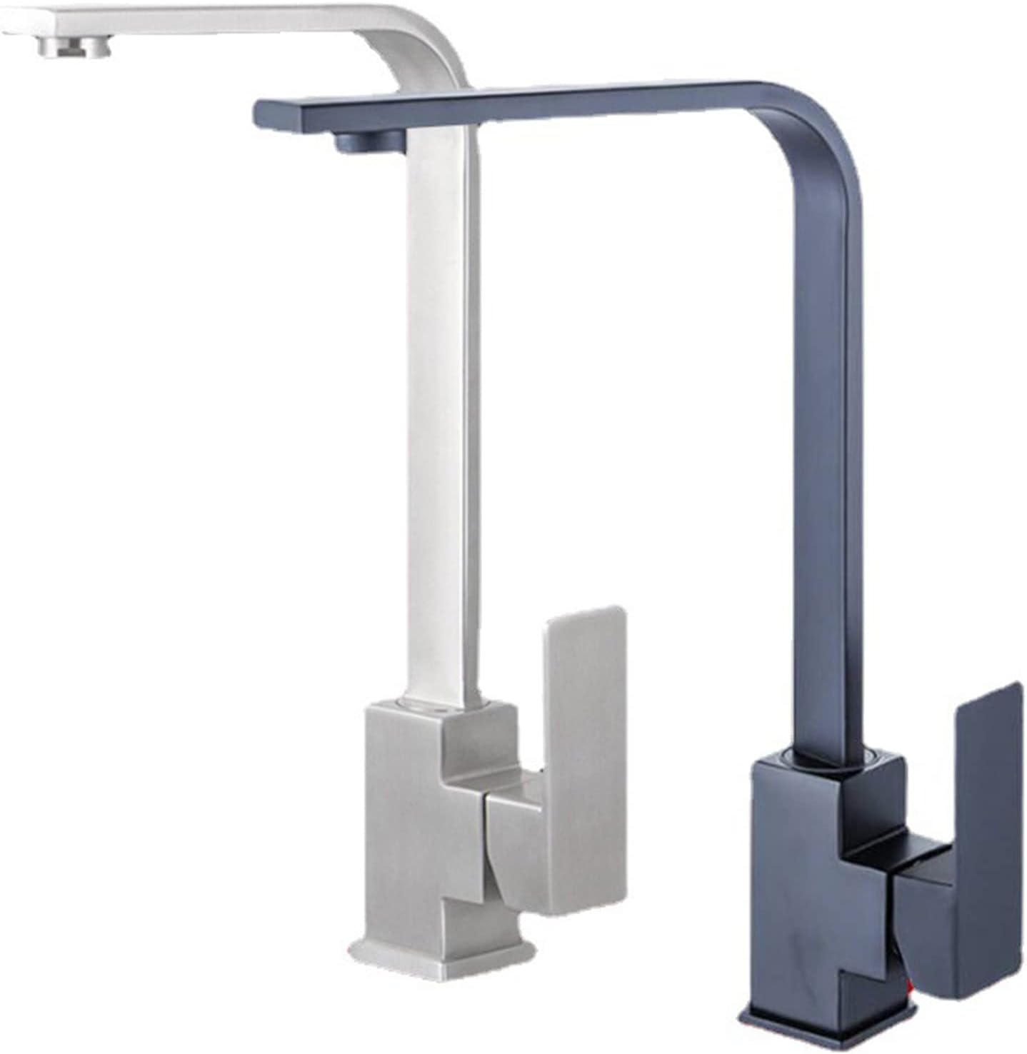 キッチンタップ ブラッシュニッケル シンクタップミキサー 1穴 360&deg;回転スパウト ステンレススチール蛇口 バスルームバーとキッチ