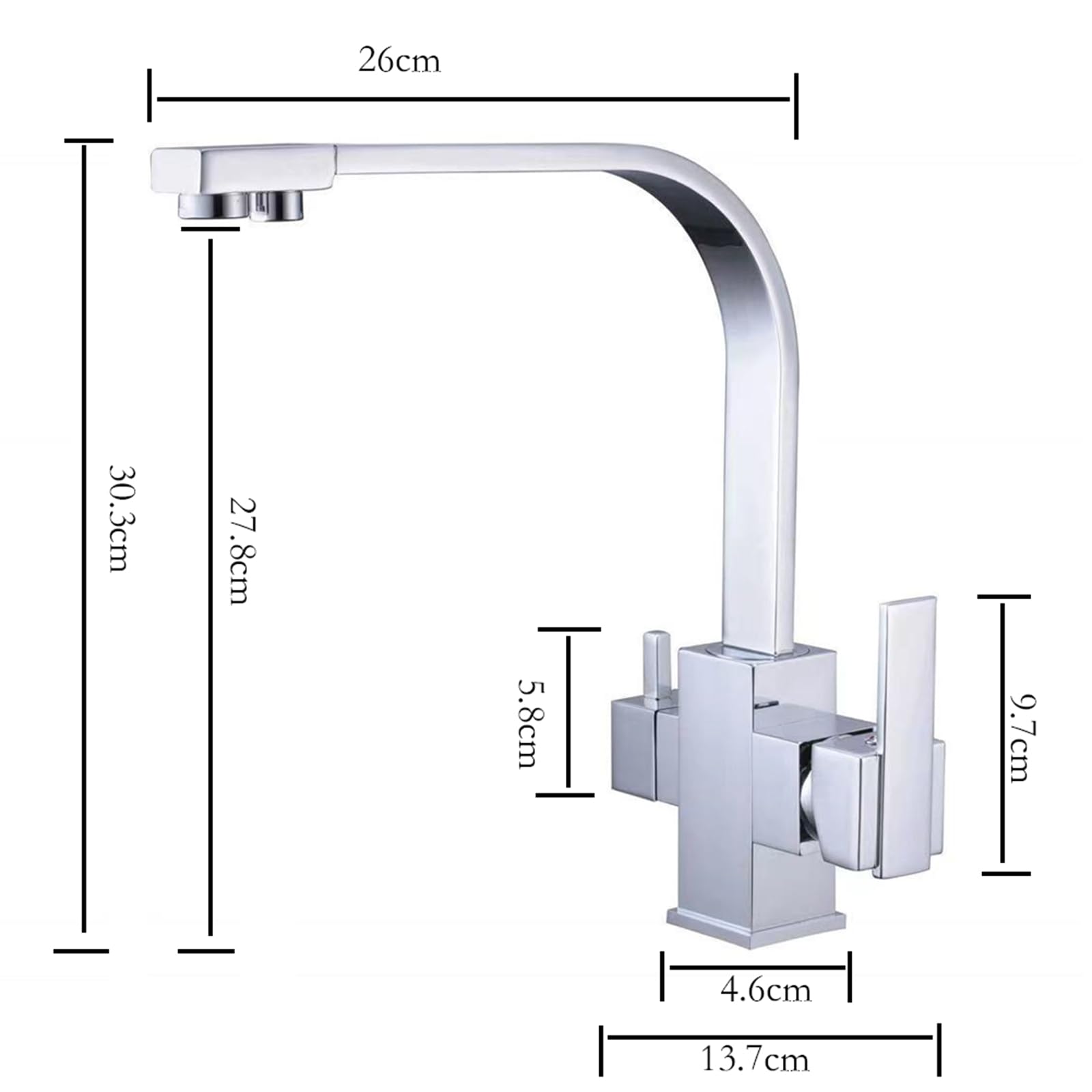 XJTNLB Rubinetto Cucina 3 Vie con Doccetta Estraibile Nero Rubinetto Depuratore Acqua Miscelatore Da Cucina Monocomando
