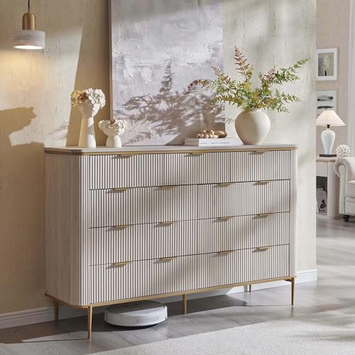 T4TREAM Modern Fluted 9 Drawers Dresser, Chest of Drawers, 54"