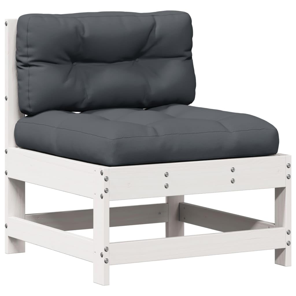 vidaXL Garten Lounge Set 5-TLG., Gartenmöbel mit Kissen Latten-Design, Sitzgruppe für Garten Terrasse, Modular Sofa Garnitur, Weiß Massivholz Kiefer
