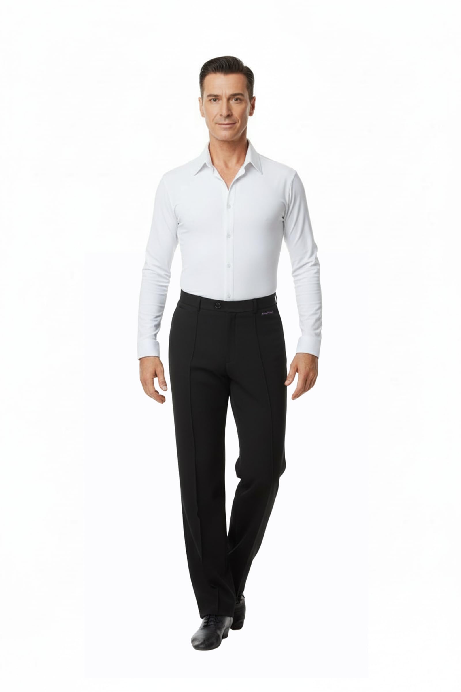 Pantalon homme Slim Fit en tissu technique pour danse de salon, danse standard et danse latino-américaine, avec surpiqûre centrale et poche