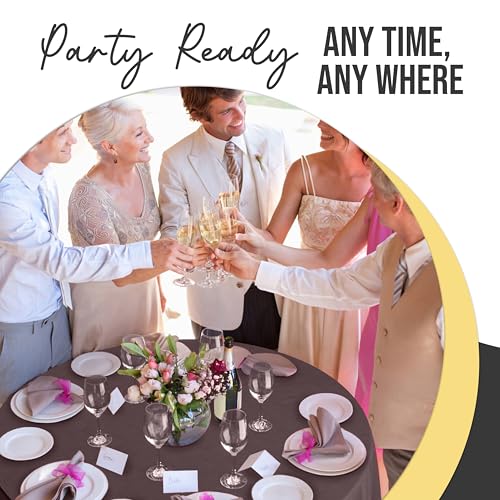 Image of Exquisite 66% Thicker Premium Brown Round Tablecloth 0.5 Mil 24 Pack Plastic Table Cloth Disposable 84 Inch Round Plastic Tablecloth Won't Tear Easily Like Cheap Thin Brands