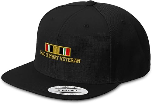 Speedy Pros Sombrero de ala plana para hombre, sombrero de ala plana de Irak, combate, guerra, bandera de veterano, bordado, sombrero de factura