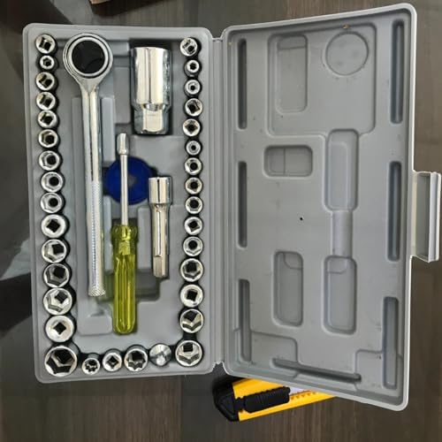 46 Parça Lokma Anahtar Seti – Cırcırlı Kol, Uzatma Aparatı ve Tornavida Uçlu Çok Amaçlı El Aleti Takımı (Metal Kutu) - Görsel 4