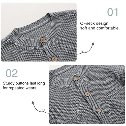 Pureborn Baby Girls Boys Sweaters Warm Jacket - Cotton Knit Cardigan Button Closure Coat Outwear For Spring 6-12 Months Grey #TOP2