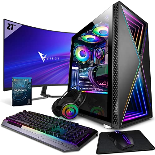 Vibox VII-124 Gaming PC SG-Series - 27" 144Hz Curved Monitor-Paket - Intel i7 12700F Prozessor 4.9GHz - RTX 4090 24GB Grafikkarte - 32GB RAM - 1TB NVMe M.2 SSD - Windows 11 - WiFi