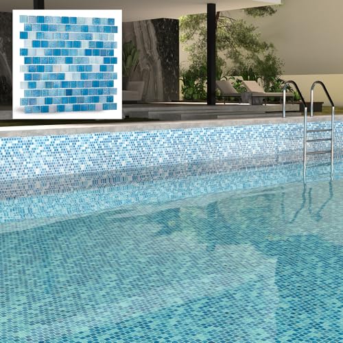 Adedeo Glass Mosaic Tile 3D Gradient Light Blue 12 x