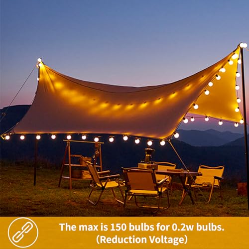 Yuusei Festoon Lights Outdoor Lights, 164FT/50M Garden Mains Powered, IP45 Waterproof String, 75+3 G40 LED Shatterproof Bulbs for Outside Fence Patio Gazebo Party Pergola 5 Yuusei Festoon Lights Outdoor Lights, 164FT/50M Garden Mains Powered, IP45 Waterproof String, 75+3 G40 LED Shatterproof Bulbs for Outside Fence Patio Gazebo Party Pergola - Image 5