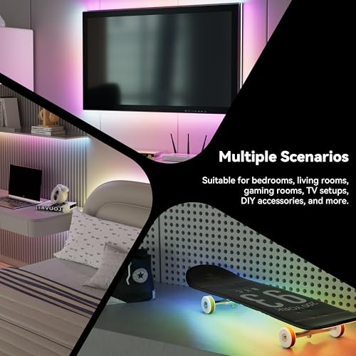 Image of MIWISE 5V USB COB LED Strip Lights,RGB Smart IC LED Strip with App Control,Bluetooth Addressable Music Sync Color Changing Strip Lights,3M Back-Adhesive for Gaming Room PC Home Decor 6.56ft