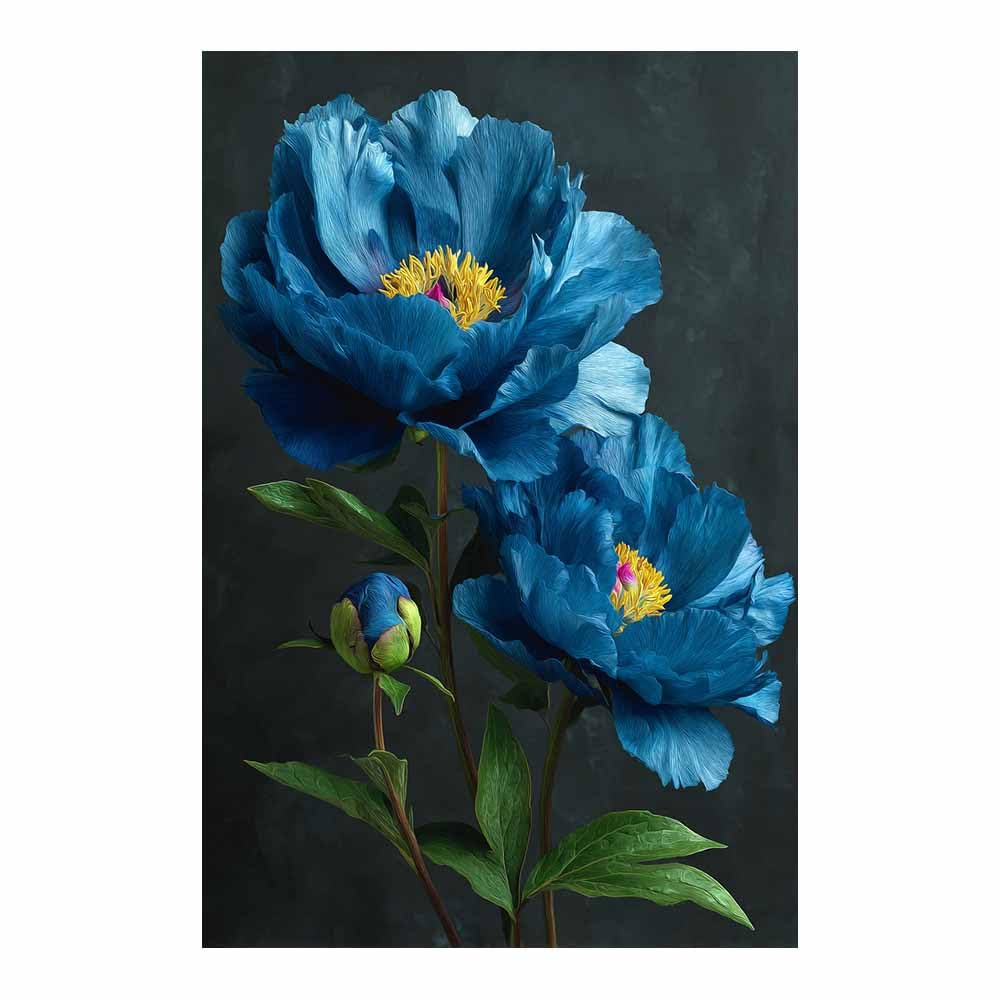 Xeniou Multicolor Flowers Canvas Blue Peony Flowers Canvas Wall Art, For Bedroom Bathroom Living Room Home Wall Decor(Multicolor)-80X120cm Unframed