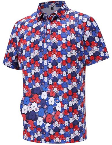 Mens Golf Polo Shirts Short Sleeve Moisture Wicking Dry Fit Performance Casual Funny Golf Polo Shirts for Men