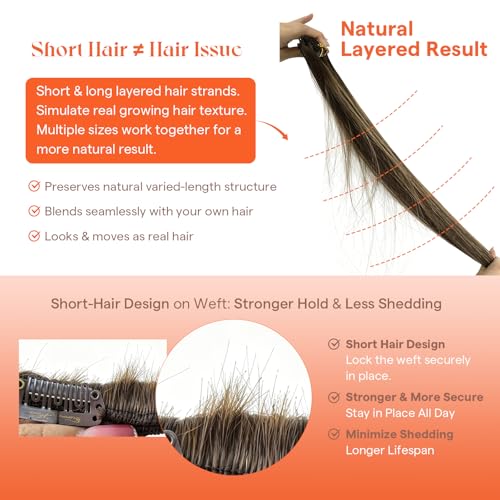Image of Sunny Hair Clip in Hair Extensions Real Human Hair Blonde Highlight 14inch | Human Hair Clip in Extensions for Women , Natural Blend and Soft Hair, Easy to Apply & Remove for Work & Weekend 85g