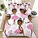 SIRDO Twin Bedding Sets for Girls, African American Magic Comforter Set with Ballet Dancer, Pink Bed Set for Toddler Kids Teens, Little Girls Bedroom Decor