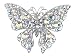 Alilang Aurora Borealis Crystal Rhinestone Silvery Tone Butterfly Brooch Pin