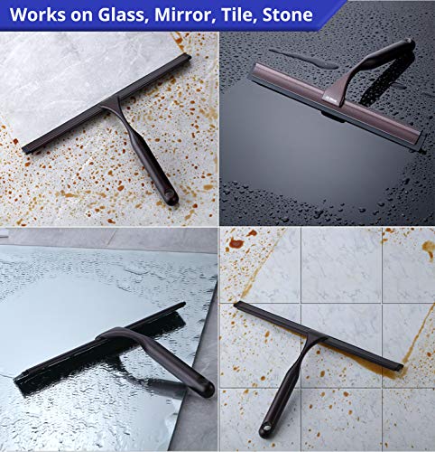 Home So 10” Shower Squeegee In Bronze Finish; Effective Rubber Blade Squeegee For Windows, Glass Shower Doors, Car Windshield, Mirrors, Tile Walls, Kitchen Surfaces And More #TOP3