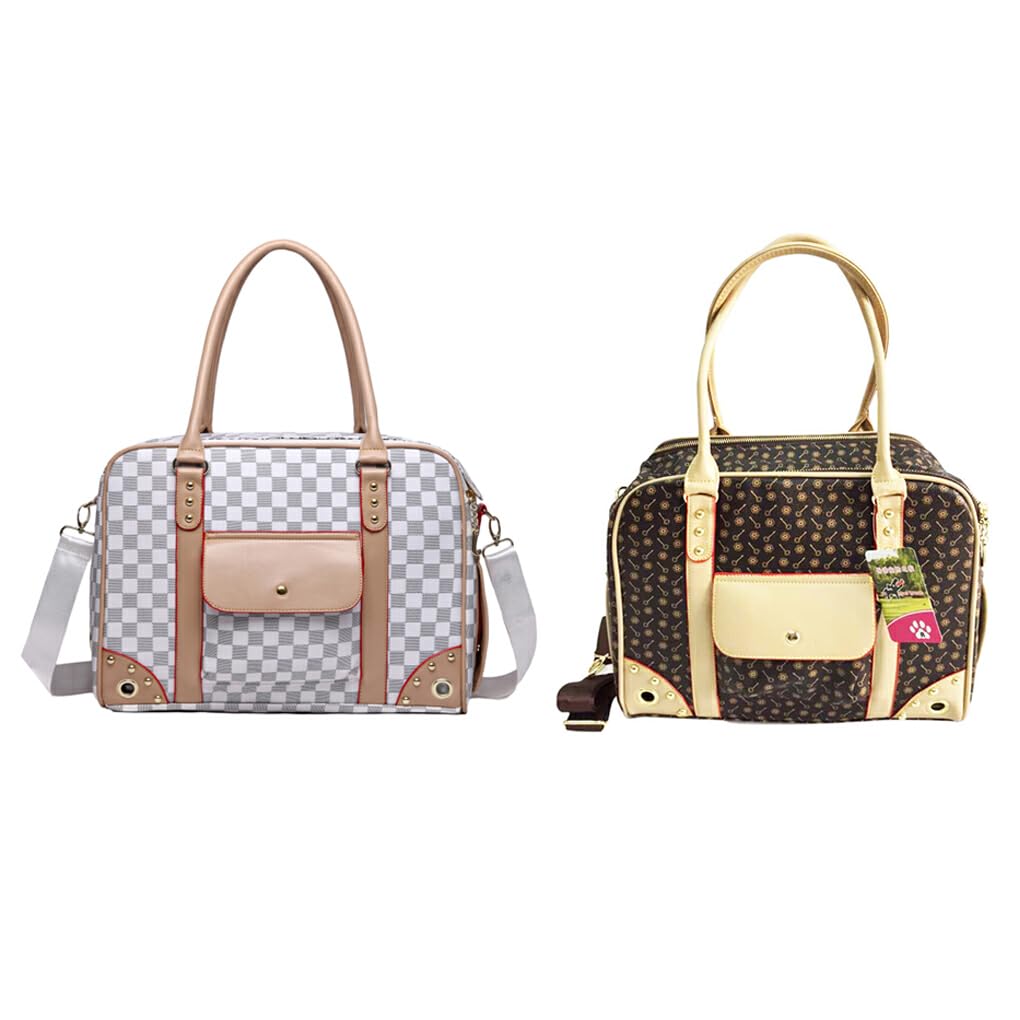 Katzentrage Handtasche, modische und praktische Tasche für Katzenbegleiter, modisches Aussehen, PU Tragetasche für Hunde und Katzen, Kaffee