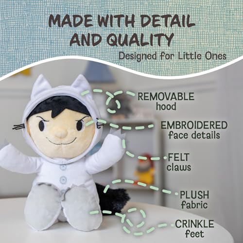 Image of Kids Preferred Where The Wild Things are Plush 14 Inch Max Stuffed Animal with Crinkle Feet, Bean Filled Bottom, and Removable Hood