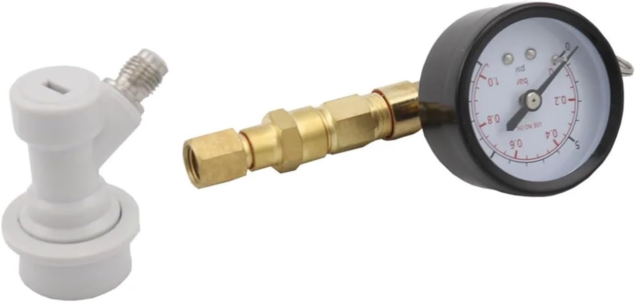 Brewing Equipment Ball Lock Pressure Relief Valve with Gauge 15psi Spunding Homebrew Beer Carbonation Regulator Brewing Equipment