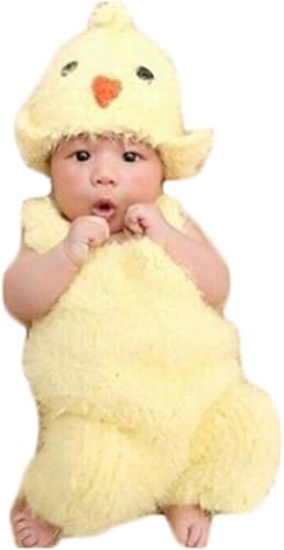 Unisex recién nacido bebé niña niño trajes ganchillo lindo ropa de pollito fotografía accesorios sombrero pantalones