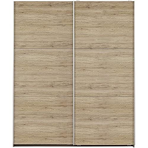 Rauch Möbel Santiago Armoire à portes coulissantes en chêne Sanremo clair, 2 portes, incl. lot d'accessoires Basic 2 tringle à habits, 2 étagères, LxHxP 175x210x59 cm Cover