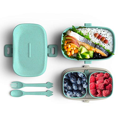 Lunch Box for Kids, Bento Box kids Leak-Proof Containers with 3 Compartment Cute