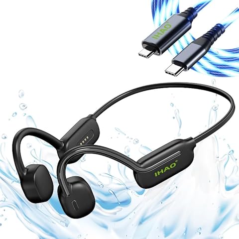 IHAO Swim Headphone Bone Conduction LED Curent Flowing USB Type C to Type C Charge Cable Cover