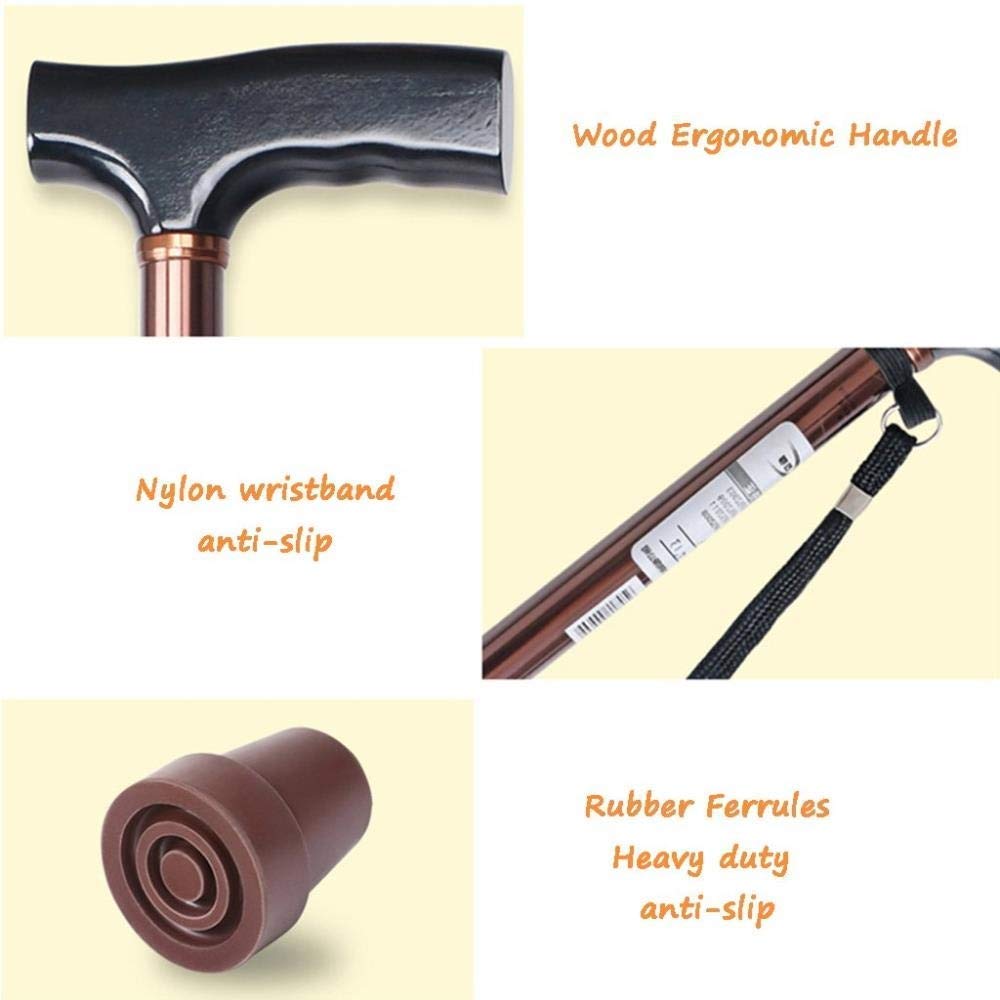 Stampelle, Stampelle Leggere, Stampelle Telescopiche con Impugnatura Ergonomica in Legno, 10 Gradini Regolabili in Altezza con Base Antiscivolo