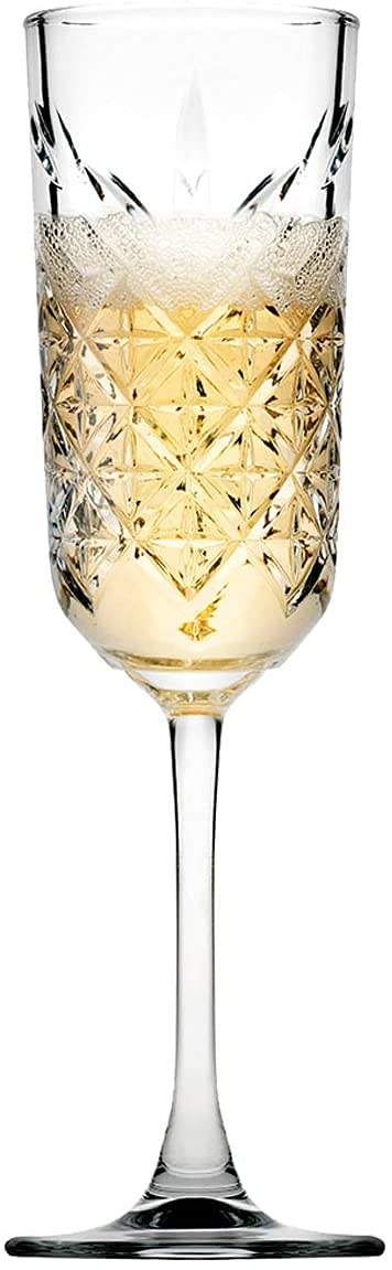 Pasabahce Timeless Champagne Flutes - 170ml - Pack of 4 - Red Wine White Wine Champagne Glasses Dishwasher Safe Saucers for Parties, Special Occassions