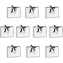 DZOZO 10pcs Paper Gift Bags Party Bags Sweet Bags Present Bags with Handles and Golden Bow Ribbon for Wedding Party32cm x 11cm x 25cm