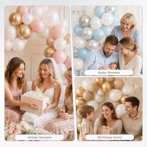 Image of Pearl White Balloons, 12 Inch Pearlescent Pearl Latex Party Balloons | White Pearl Balloons for Wedding, Bridal shower, Baby Shower, Birthday, Anniversaries, Christmas