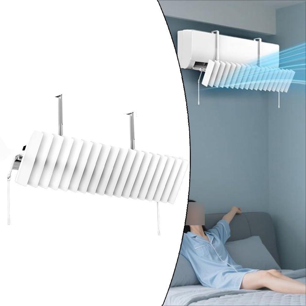 Testa girevole per deflettore per condizionatore d'aria, protezione antivento regolabile per controllo del clima interno, deflettore anti-diretto da parete, 20 x 85 cm, bianco