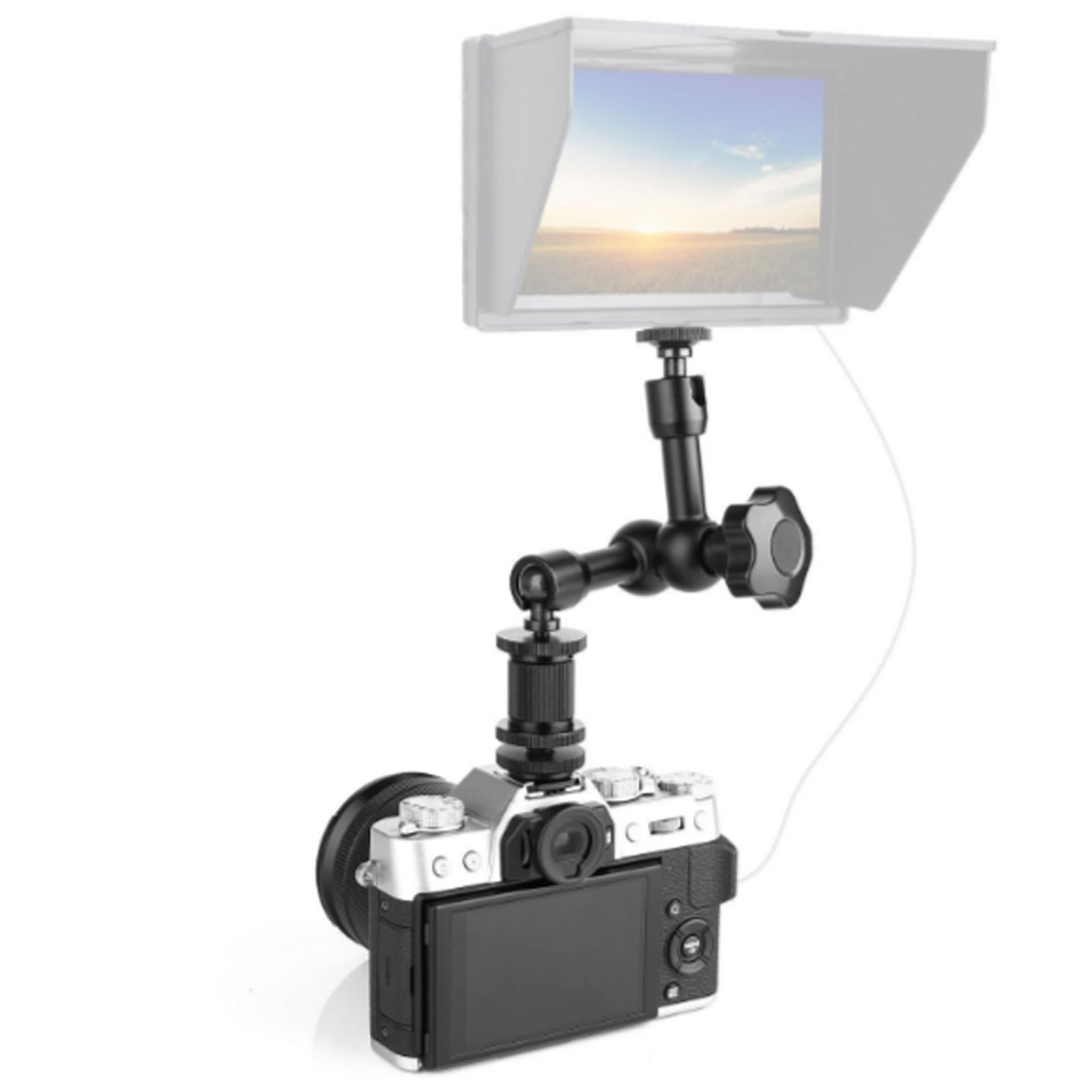 FROON Kit braccio magico da 7 pollici con staffa ad artiglio di granchio, supporto for testa a sfera in lega alluminio for monitor, luce LED, impianto microfono