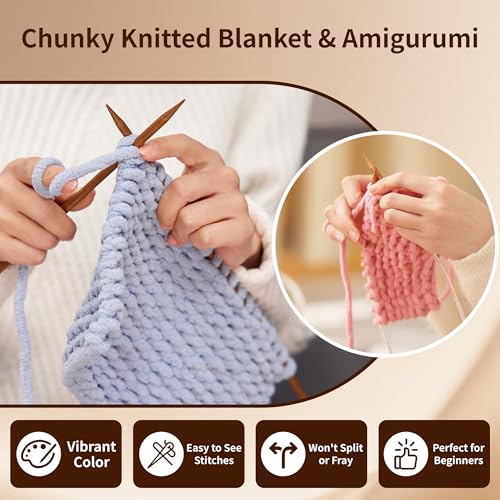 Image of 2 * 200g /7oz Chunky Chenille Yarn for Baby Blanket Yarn for Crocheting - Super Soft Chenille Plush Yarn - Bulk Thick Yarns Used for Making Scarves, Blankets, DIY Craft (Orange)