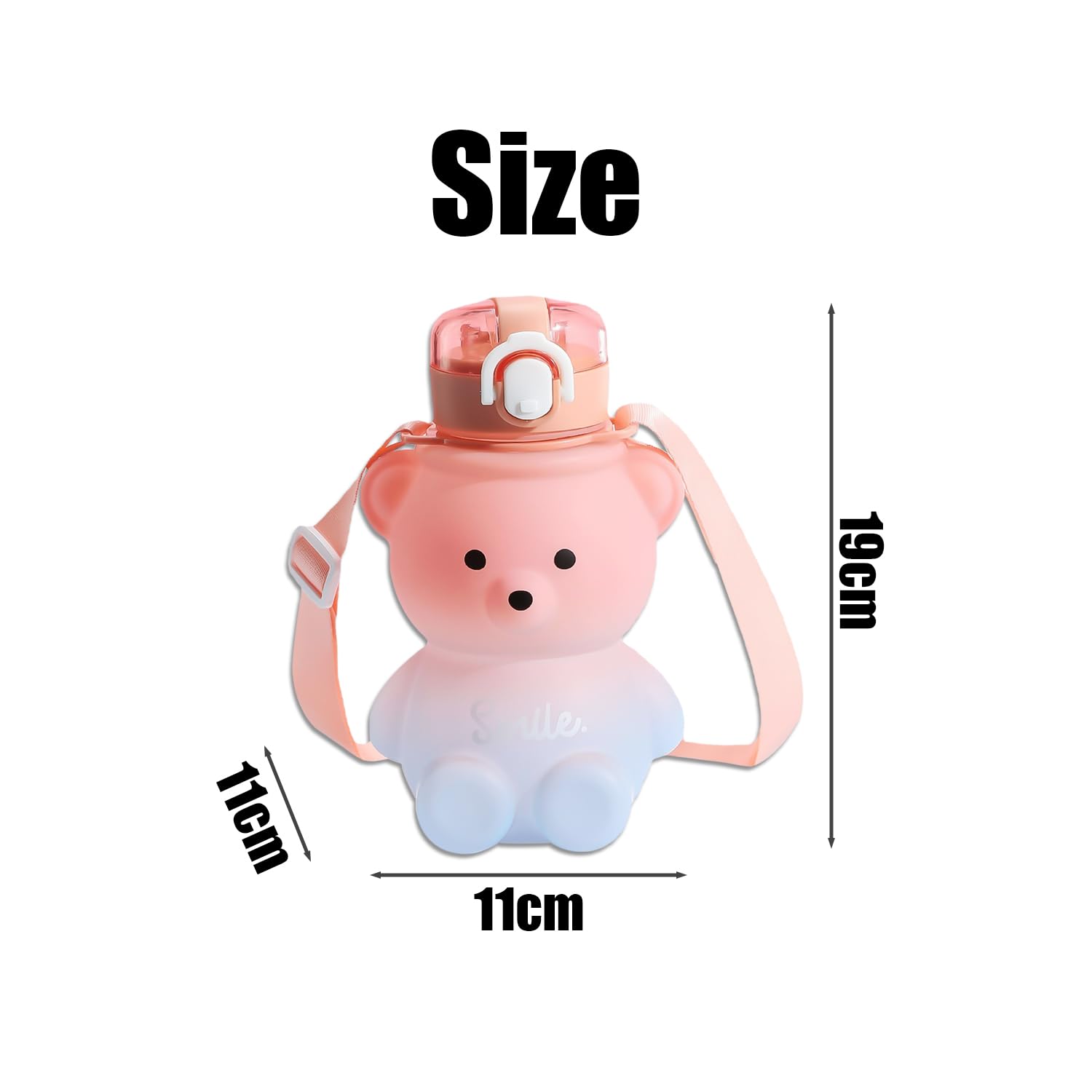 Borraccia Kawaii Bear Con Paglia Sport Plastica Portatile Per Bambini Con Anello Di Trasporto Tracolla Regolabile Per Viaggi All'aperto Borraccia Kawaii Bear Con Paglia Sport Plastica Portatile Per Bambini Con Anello Di Trasporto Tracolla Regolabile Per Viaggi All'aperto