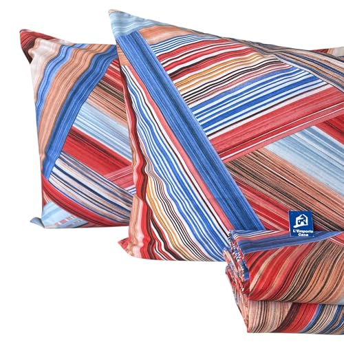 Set Lenzuola Completo Mano Percalle di Cotone 100% Italiano Matrimoniale tessuto con effetto setato (Otty-2)