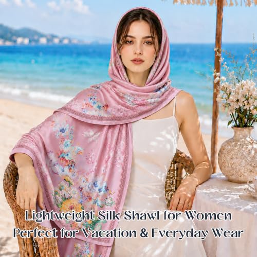 YuiFiare Large Silk Feeling Scarf Satin Neck Head Shawl Wrap — view 3