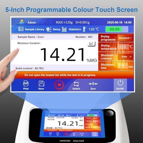 Humidimètre halogène portable – 0,01 % de lisibilité, 3 modes de séchage, 3 options d'arrêt, analyseur d'humidité 40-230 °C pour aliments, plantes et matériaux de construction