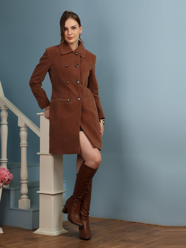 Image of PLAGG Women's Notched Lapel Long Overcoat