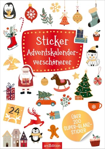 Sticker Adventskalenderverschönerer: Über 200 Super-Glanz-Sticker | Glitzernde Dekosticker für den Advent